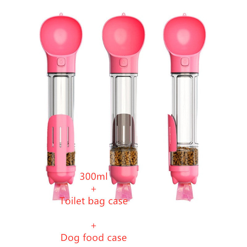 3-in-1 Portable Pet Water Bottle with Bowl & Waste Bag Storage