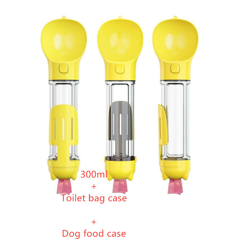 3-in-1 Portable Pet Water Bottle with Bowl & Waste Bag Storage
