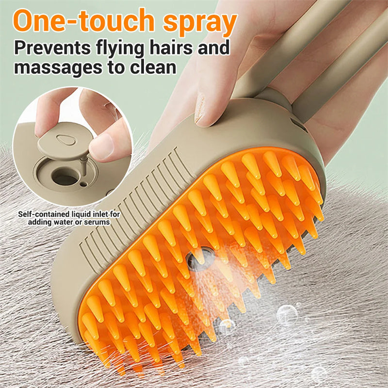 3-in-1 Steam Grooming Brush for Cats & Dogs – Massage, Cleaning & Hair Removal