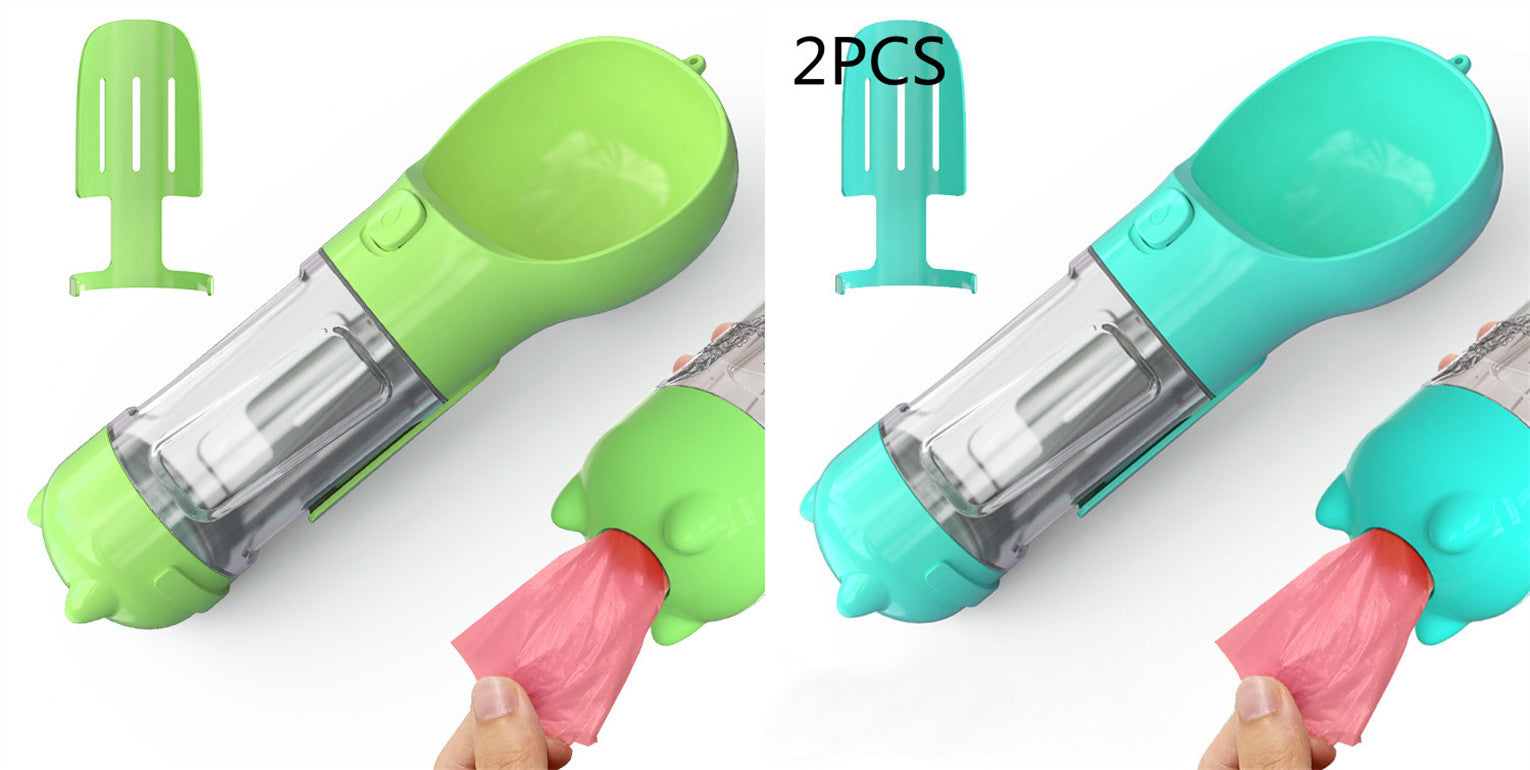 3-in-1 Portable Pet Water Bottle with Bowl & Waste Bag Storage