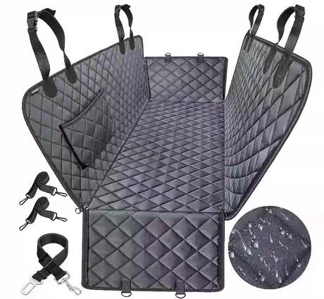 Waterproof Dog Car Seat Cover with Mesh Window & Side Flaps