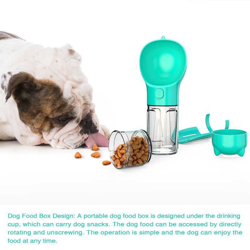 3-in-1 Portable Pet Water Bottle with Bowl & Waste Bag Storage